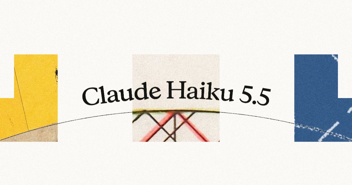 The title Claude Haiku 5.5 set in dark serif type across a cream field, with yellow, beige and blue panels behind it