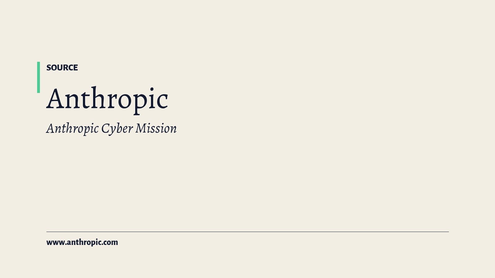 A card naming the source: Anthropic, Anthropic Cyber Mission